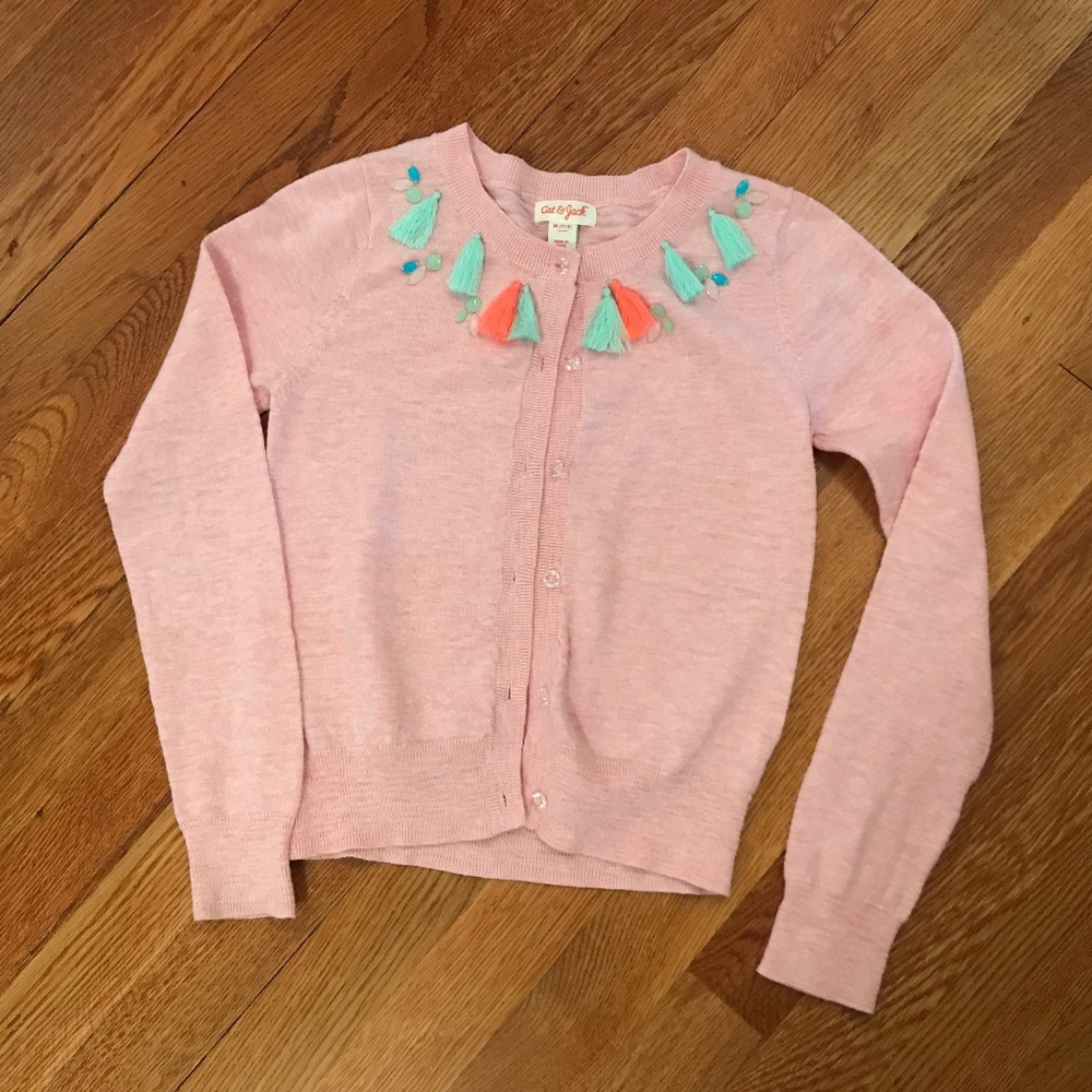 Jewels and Tassles Cardigan Girls Size M 7/8